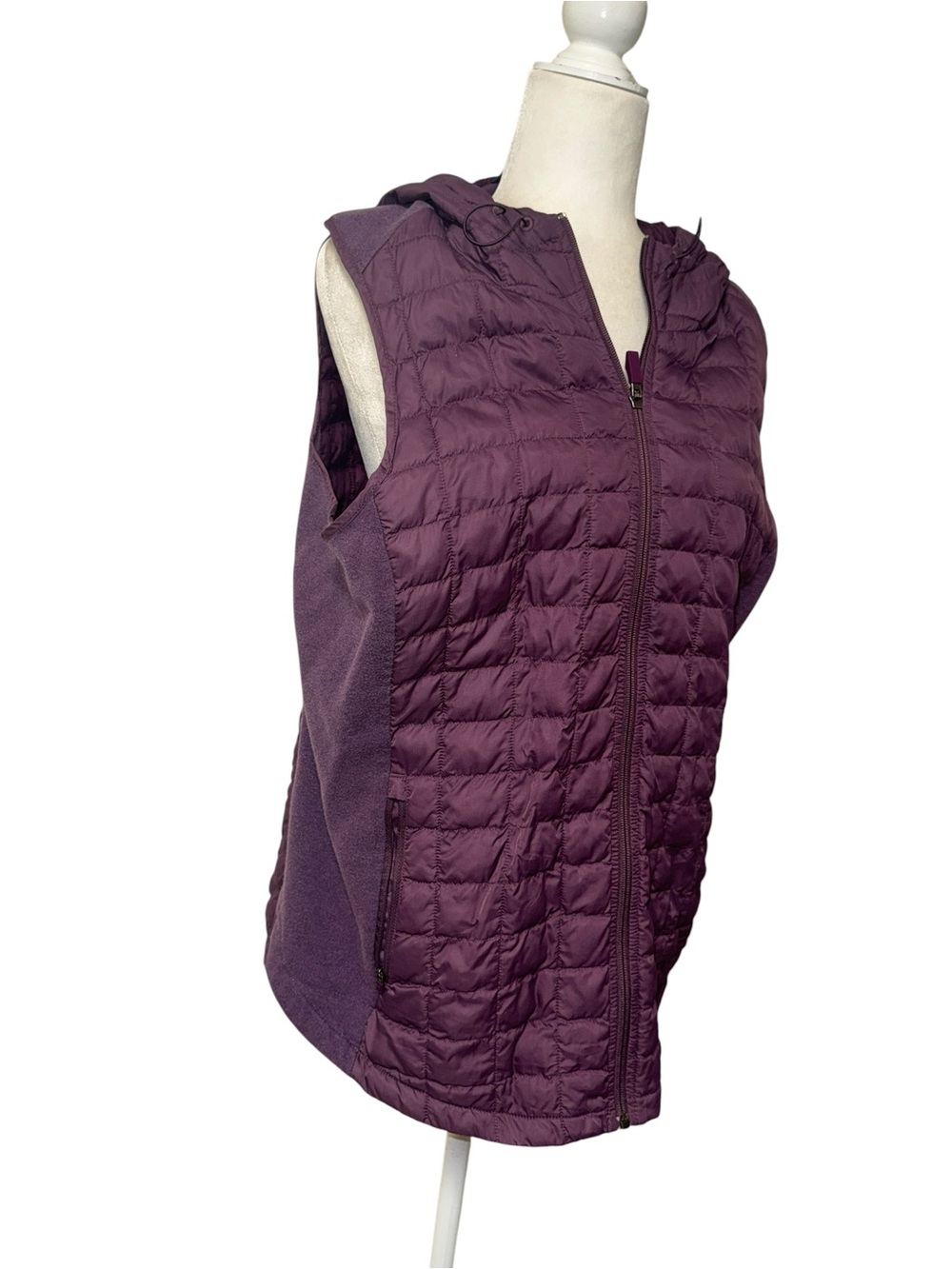 The North Face Womens Hooded Thermoball Vest Knit Quilted Puffer Purple XL - Picture 7 of 8